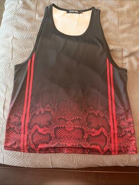 Nasty Pig Black and Red Snake-Print Swim Tank